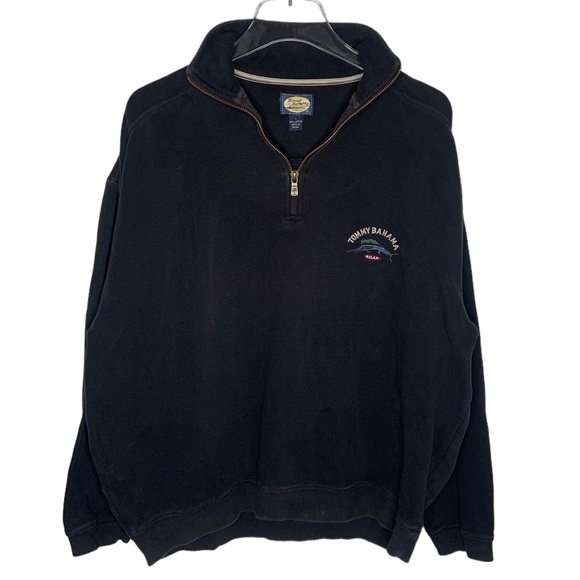Tommy Bahama Other - Tommy Bahama Quarter Zip Pullover Thick 100% Cotton Black Collar Size XL Logo